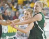 ROBERT DeBERRY/Frontiersman Colony’s Kara Larson puts pressure
on Chugiak’s Stephanie Seierup during the first half of the 2009 4A
girls state title game. Larson will continue to play basketb