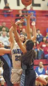 Palmer guard Tress Whitfield shoots during Thursday’s semifinal game against the Soldotna Stars. ROBERT DeBERRY/Frontiersman