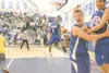 Palmer senior guard Justin Draughon, center, celebrates after
sinking a basket to cinch the win against the Wasilla Warriors
Saturday at the Northern Lights Conference Championship Tournament