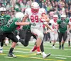 Cody Dedrick breaks past the Colony’s defensive line during a recent game at Colony High School. The Warriors take on the Palmer Moose tonight at 7 p.m. at Wasilla High School in the Potato B