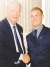 David Parks talks with Gov. Frank Murkowski, who appointed him
to the University of Alaska Board of Regents last year. Parks was a
high school intern for Murkowski when Murkowski was a U.S. S