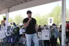 Reggie Drummond spoke during a peaceful protest in Palmer Saturday. Photos by Tim Rockey/Frontiersman