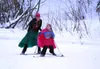 Lena Strabel skis ahead of Nicole Moffat during the Mat-Su Ski for Women Sunday. Tim Rockey/Frontiersman
