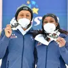 Elana Meyers Taylor (left) and Spc. Lake Kwaza (right) claim a bobsled World Cup win Sigulda, Latvia, January 2, 2022. Kwaza and Meyers Taylor finished two runs in 1 minute, 41.88 seconds. (P