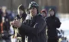 Jeremy Johnson applauds the work of his team during a match against East Anchorage March 23, 2017, at Colony High School. Johnson, the head coach of the CHS boys' soccer program since 1995, i