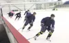 ROBERT DeBERRY/Frontiersman Members of the Alaska Avalanche run
drills during practice Thursday at the Curtis C. Menard Ice Arena
in Wasilla.