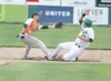 ROBERT DeBERRY/Frontiersman Mat-Su Miner Kyle Jensen slides
under Bears of California second baseman Curtis Cosby during
Saturday's season opener at Hermon Brothers Field.