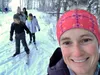 Nylene Warner, physical education teacher at Shaw Elementary School, leads a group of students in a cross-country ski session on the trails around the Wasilla-area school. The after-school ac