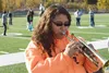 JayLynn Rogers plays the trumpet at marching band practice this season on the Colony High School football field. Rogers will perform in the annual Macy's Thanksgiving Day Parade in New York n