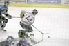 JEREMIAH BARTZ/Frontiersman Alaska forward Tyler Schwartz splits
the Wenatchee defense and puts a shot on net during the second
period of a 6-3 loss to the Wild on Wednesday at the Curtis C.
