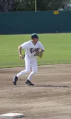 JEREMIAH BARTZ/Frontiersman Jed Lowrie, a member of the 2003
Mat-Su Miners squad, makes the throw from third base at Hermon
Brothers Field. Lowrie made his Major League debut with the Boston
