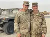 Spc. Tyler Goldsberry (left), 2nd General Support Battalion, 104th Aviation Regiment and chief warrant officer Craig Goldsberry (right), 111th Engineer Brigade, son and father respectively, p