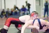 Houston Hawk Arron Reese grapples for position against Homer's
Mitch Wyatt in the 171 weigh class during Friday's semifinal
competitiona at the ASAA/First National Bank 4A State Wrestling
Cha