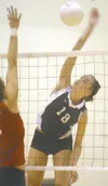 Colony's Hannah Curtis spikes the ball during their game against
West Valley in the opening matches of the 4A state volleyball
championships in Anchorage, Alaska Thursday Nov. 8, 2007. (AP
Ph