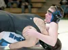 Palmer’s Graden Powell grapples with Colony’s Scotty Samson during a dual at Colony High School Thursday evening. ROBERT DeBERRY/Frontiersman.com