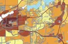 A portion of the map that shows what the Mat-Su Borough expects the Valley to look like once every piece of land has been developed. It shows more densely populated areas around the hospital 