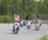 Members of Vietnam Veterans Motorcycle Club make their way to
Byers Lake Memorial Park for the annual Memorial Day ceremony.
(Photo courtesy Sharon Kirchner)