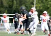 Colony wide receiver Patrick McMahon snags a pass during a win over the Wasilla Warriors Aug. 28. The Valley rivals play again Friday at 6 p.m. at Wasilla High. Courtesy of Bruce Eggleston/ma