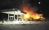 This Chevron station burns after an explosion ripped through it
Sunday. (Courtesy photo)