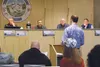 Knik Arm Bridge and Toll Authority Legislative Liason Michael Rovito testifies during a joint meeting of the Anchorage and Mat-Su Borough assemblies Friday. ANDREW WELLNER/Frontiersman