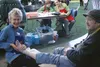 Parish nurse Judy Lewis washes the feet of longtime Alaskan Johnny Beauregard at the 2015 Mat-Su Project Homeless Connect in the Curtis D. Menard Memorial Sports Center Wednesday. Lewis said 