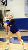 Palmer's Laekyn Leroux grabs the dig against the Soldotna Stars. Bruce Eggleston/matsusports.net