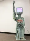 Aidyn Dervaes took first in Sculpture with ‘Political TV’ Courtesy photo