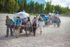 Pioneer Trekers arrive at the Jim Creek parking lot Friday, their final destination after a four-day long journey through the wilderness. KATIE STARK/Frontiersman