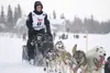 Reigning Iditarod Trail Sled Dog Champion Dallas Seavey and his sled dog team — bib No. 46 — leave the starting chute at the Fairbanks restart of the 2015 Iditarod Trail Sled Dog Race. The Id