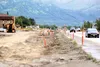 A line of traffic heads down Arctic Avenue in Palmer recently as construction crews work alongside the road as part of the Bogard Road extension project. Arctic Avenue will be closed at the G