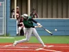 Colony's Ben Alley makes contact during a 13-3 win over Grace Christian Saturday, May 25, 2019, at Redington. The Knights earned a state tournament berth with the win. Courtesy of Bruce Eggle