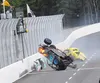 The No. 4 Legends car of Dallas Dalton flips violently down the frontstretch of Alaska Raceway Park. (Photo provided by Krystin Bogan)