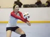 Wasilla's jolee Fife gets the dig during the Warrior's quarter
final match against the South Anchorage Wolverines at the First
National Bank/ASAA State Volleyball Championship Tournament at t