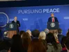 President Donald Trump and Russian President Vladimir Putin speak Friday, Aug. 15, 2025, at Joint Base Elmendorf-Richardson in Anchorage. James Brooks/Alaska Beacon