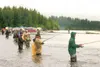 Anglers line the banks of Clear Creek hoping to catch their
limit. Clear Creek is a tributary of the Talkeetna River.
(Frontiersman File Photo)