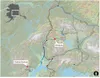 The state has endorsed a hydroelectric dam on the Susitna River
in a spot shown on this map as the large project that will help the
state meet a goal of getting half its electricity from rene
