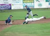 ROBERT DeBERRY/Frontiersman Mat-Su Miners shortstop Bret
Schwartz dives into second base during Thursday’s game against the
Athletes in Action at Hermon Brothers Field in Palmer.
