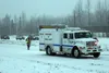 An emeregency vehicle waits on the Parks Highway in Meadow Lakes on Thursday, Nov. 19 after responding to a fatal traffic accident that occurred just after 9 a.m. According to Alaska State Tr