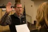 Mat-Su Borough Assembly member Matthew Beck was sworn in at Tuesday night's meeting. (Photo by Patty Sullivan)