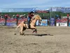 A Rodeo Alaska competitor rides through a barrel racing event at the Alaska State Fairgrounds. Jacob Mann/Frontiersman