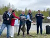 Pictured left to right — Jeremy Creech, Set Free Alaska Board Chair; Elizabeth Ripley from the Mat-Su Health Foundation; Charlotte Ray, widow of the late Bryce Ray; Dr. Ryan Ray, and Phillip 