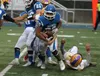Palmer's Lavar Marshall breaks a tackle during a 19-14 loss to Lathrop. Tim Rockey/Frontiersman