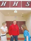 MARILENA STAUDENMAIER/For the Frontiersman Houston High School
principal Mike Vrvilo chats with students.