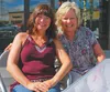 Retired Mat-Su Borough School District teachers Robin Ouellette, left, and Ann Class smile for a photo outside Kaladi Brother's Coffee in Wasilla on Tuesday. The two women ended their 30-plus