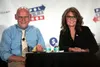 Political analyst James Carville, left, and former Alaska Governor Sarah Palin at a conference in California in 2016.