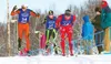 Colony freshman (now sophomore) Dawson Knopp, center, chases a skier from West and another from East Anchorage up a hill during the 10-kilometer classic race at the ASAA/First National Bank S