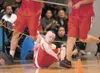 Wasilla Native Youth Olympic athlete Jacob McAnulty hits the floor at the 488.5-foot mark to secure a second place in the wrist-carry event at Friday's Native Youth Olympics at the Dena'ina C