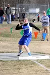 Palmer senior Rachael Huffman heaves the shot put during the Palmer Invitational at Palmer High School on Friday. Huffman won the event by recording a personal best throw of 37 feet, 7 inches