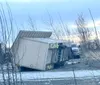 This building built on a trailer blew over during the windstorm last weekend. Courtesy of Christian Love