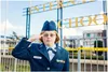 Marlee McDaniel, Air Force Junior Reserve Officers’ Training Corps cadet, salutes in front of the AFNORTH International School in Brunssum, Netherlands, Dec. 18, 2020. (Courtesy photo)